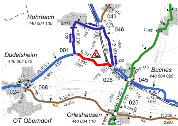 Mängelbeseitigung an der B 521 bei Büdingen/ Büches ab Montag, den
22.02.2021