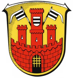 Wappen der Stadt Büdingen (rotes Stadttor auf goldenem Grund)
