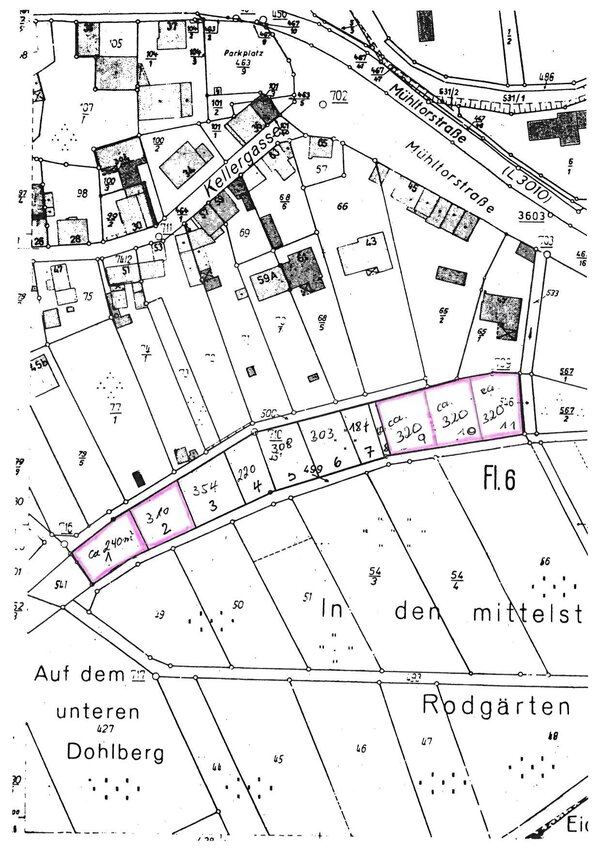 Lageplan Parzellen "In den mittelsten Rodg&auml;rten"