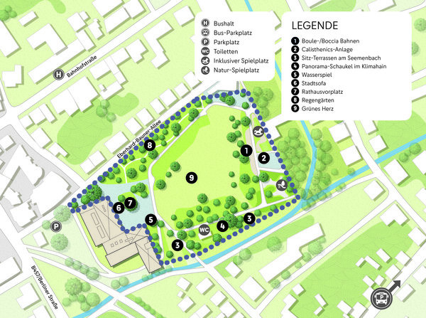 Gel&auml;ndeplan Stadtpark B&uuml;dingen