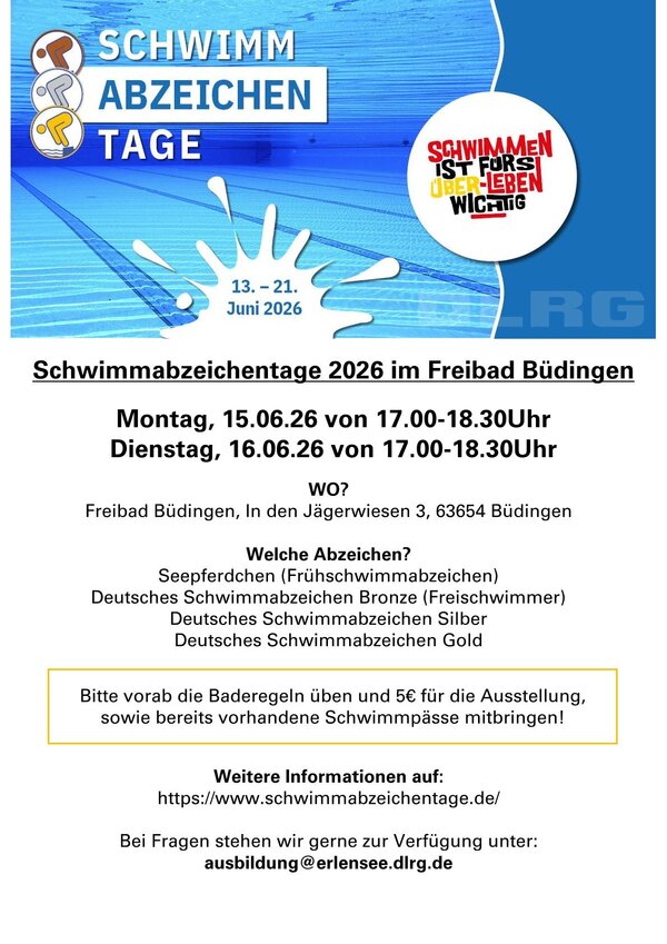 Schwimmabzeichentage im Freibad B&uuml;dingen 2026