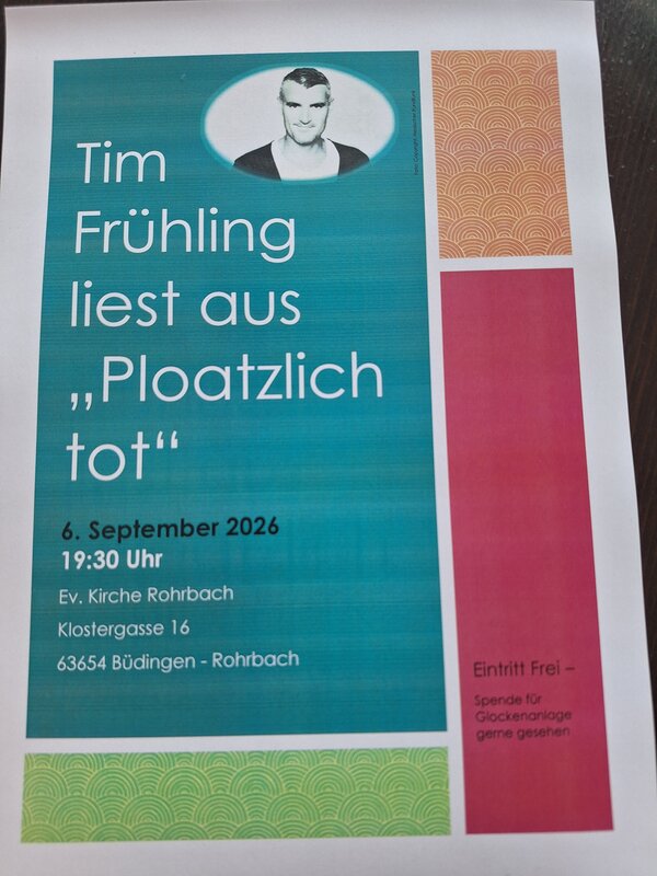 Plakat Lesung Tim Fr&uuml;hling