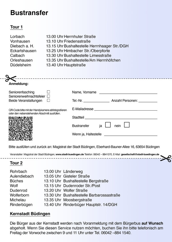 Flyer Seniorenweihnachten und fasching 2026/2027