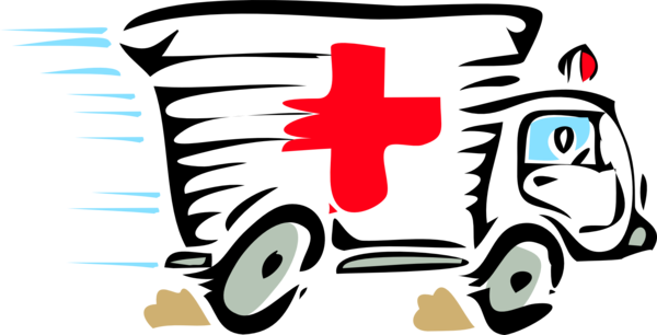 Ambulanz-Fahrzeug mit rotem Kreuz (gezeichnet)