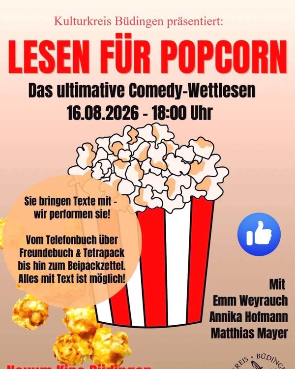 Lesen f&uuml;r Popcorn 16.08.2026