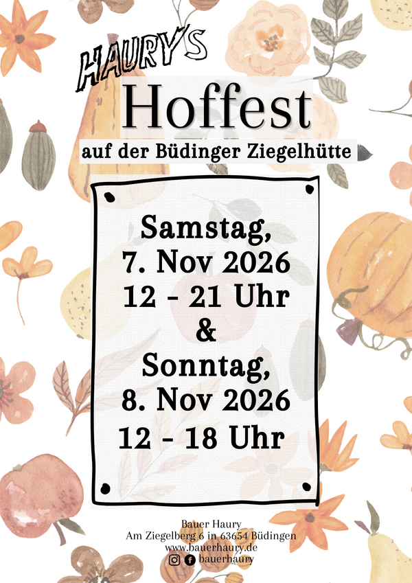 Plakat Hoffest auf der B&uuml;dinger Ziegelh&uuml;tte (November 2026)